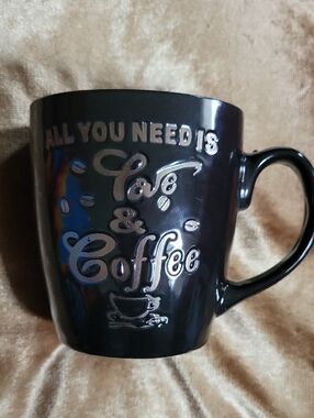 Black Ceramic 'All You Need Is Love & Coffee' Mug